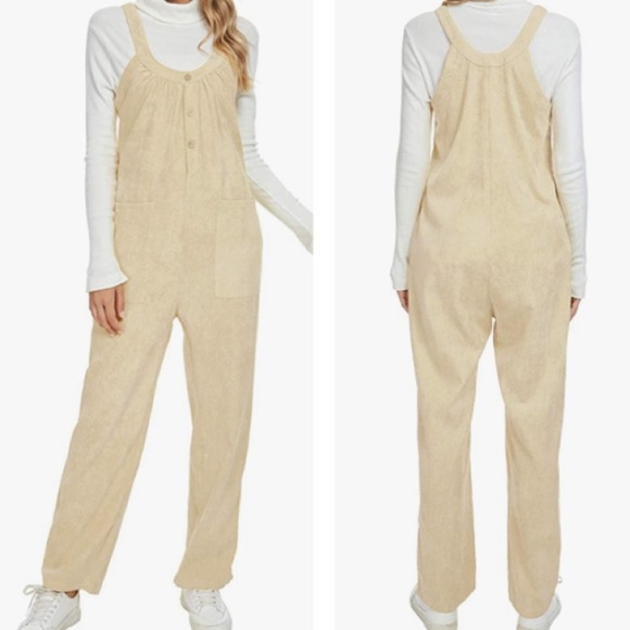 Chic Nation Pants - Tan corduroy Overalls